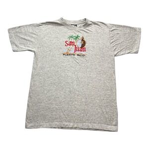 Vintage San Juan Puerto Rico Gray Embroidered T-Shirt Men's‎ Size M Souvenir